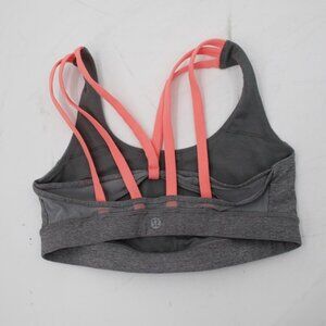 lululemon sport bra women's 6 Strappy heathered gray and coral gym yoga running